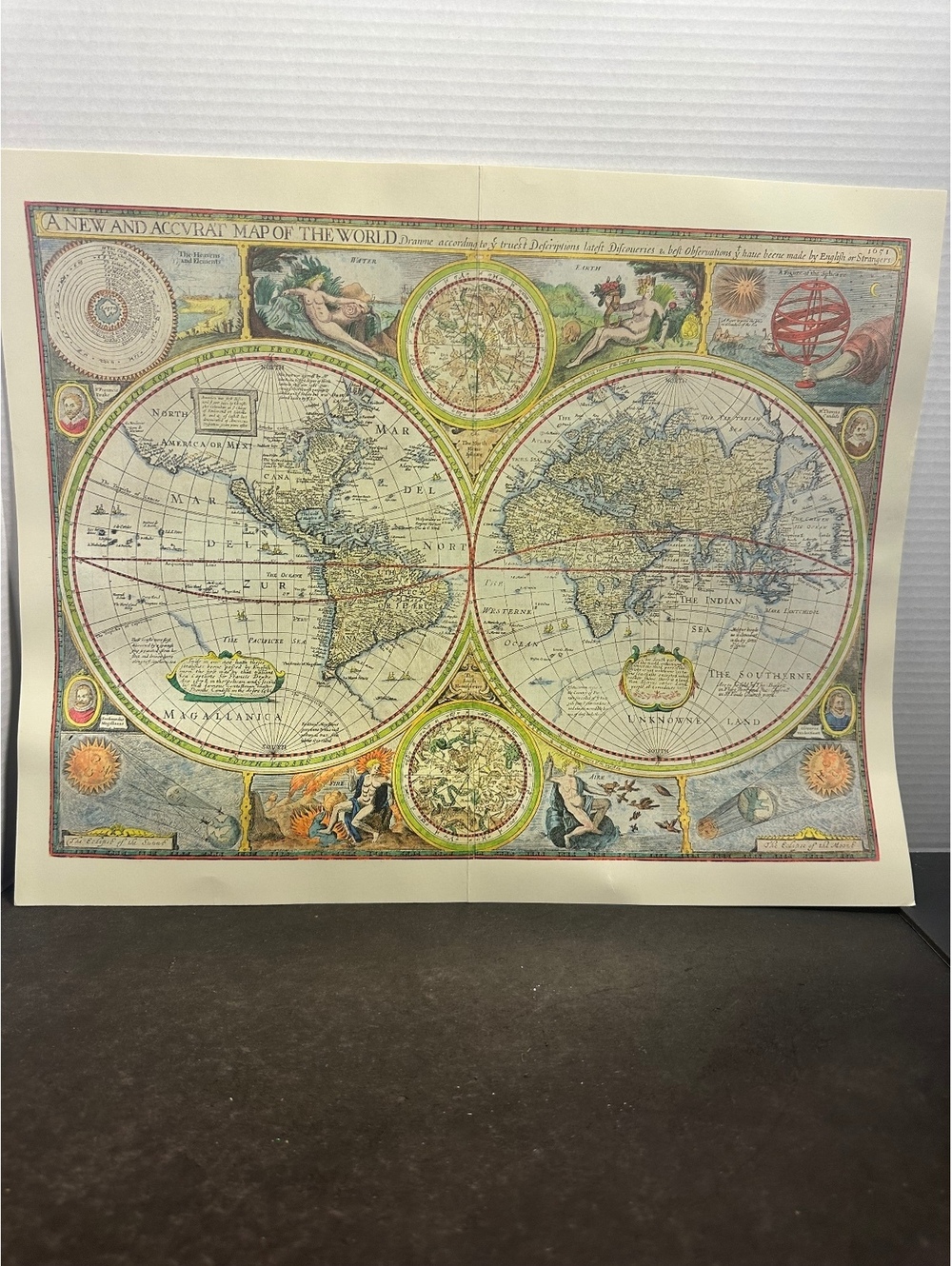 Vintage Antique Map Collection John Speed 1651 World Map Cartography Book